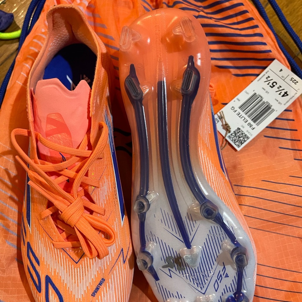 Adidas Orange and blue Soccer Cleats F50 Elites
